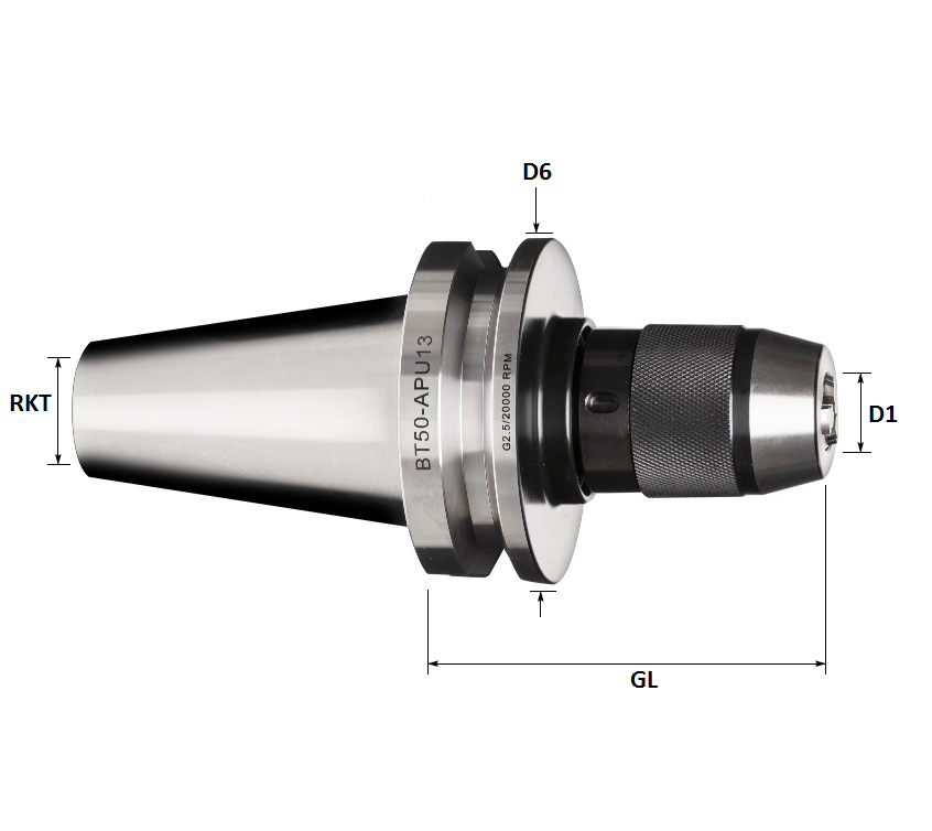 BT50 1-13mm Keyless Drill Chuck (Standard Accuracy)